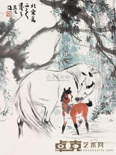 刘旦宅 双马 立轴 56×41cm
