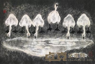 张绍城 花鸟 镜片 46×68cm