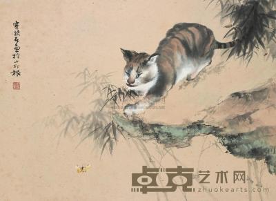 容漱石 耄耋图 镜片 42×58cm