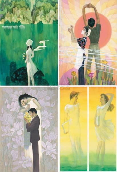 王晖 1982年作 《青春组画》插图原稿 （共十七幅）