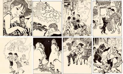 杨永青 1983年作 《黑箭》插图原稿 （共十八幅）
