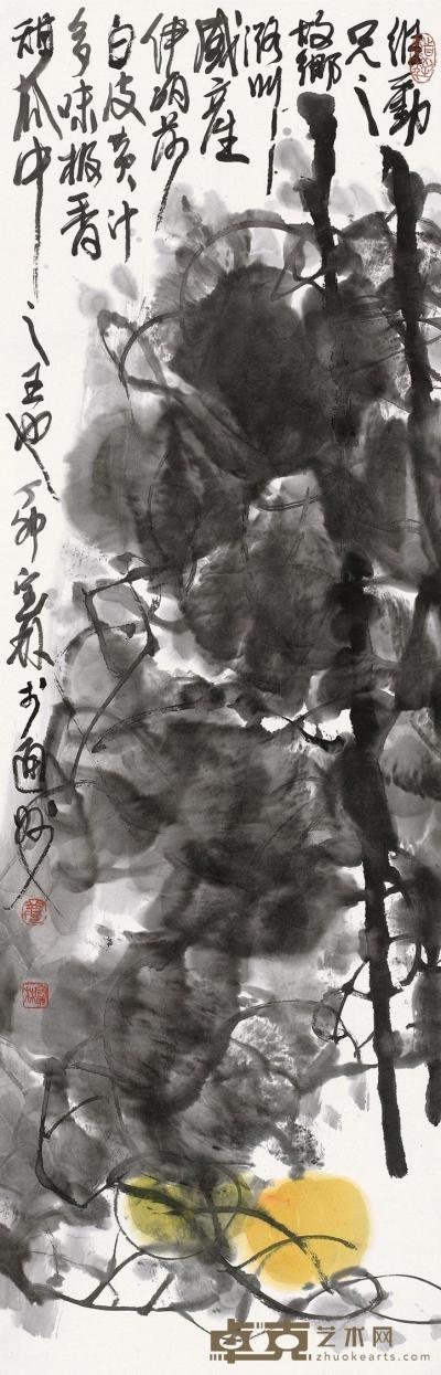 姜宝林 1987年作 平安图 立轴 137×44cm