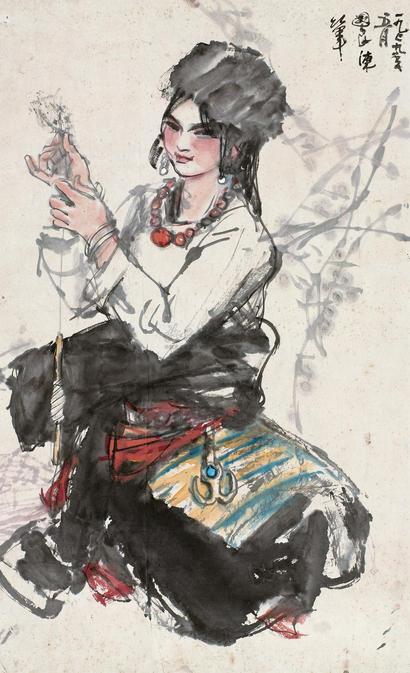 史国良 1979年作 少女 镜心