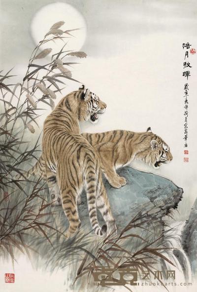 宗万华 2007年作 浩月秋晖 镜框 102×68cm