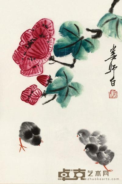 娄师白 鸡趣图 镜心 46×31cm