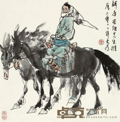 刘大为 2000年作 骑手 立轴 45×45cm