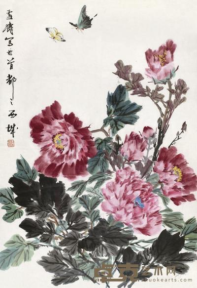 王雪涛 蝶恋花 镜心 81×56cm