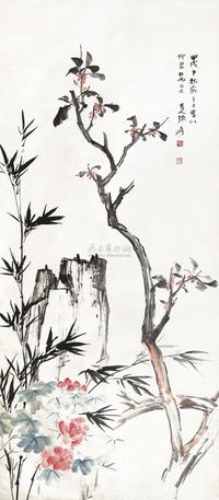 张大千 1934年作 桂花芙蓉 立轴