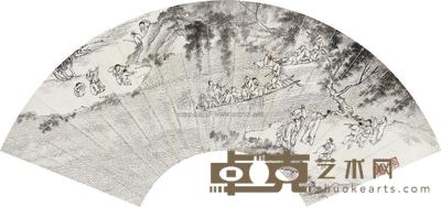 徐燕孙 柳阴乘舟 扇面 24.7×73cm