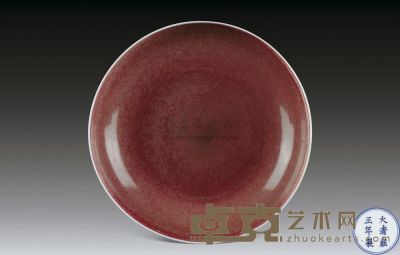清雍正 霁红釉盘 直径16.6cm