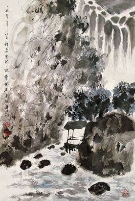 傅抱石 1962年作 凉亭别序 立轴