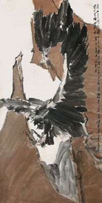 王子武 1988年作 双鹰 立轴