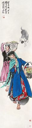 史国良 2003年作 新疆少女 立轴