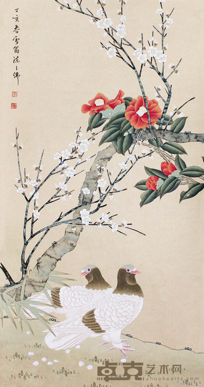 花鸟立轴 90×48