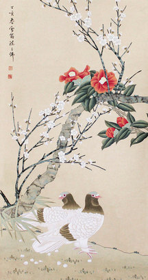 花鸟立轴