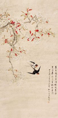 花鸟立轴