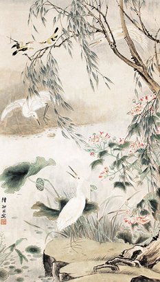 花鸟立轴