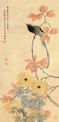 花鸟立轴