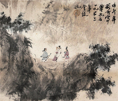 观瀑图立轴