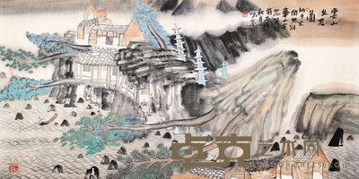 云山坐忘图镜片 68×137