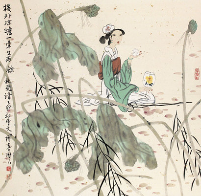 仕女图立轴