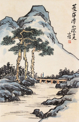 菱华潭水深千尺立轴