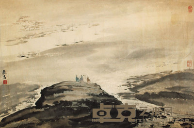 人物山水镜片 57×84