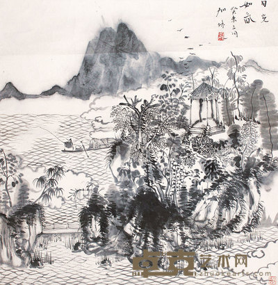 山水人物镜片 68×68