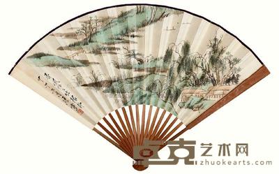 唐云 1954年作 春风杨柳 成扇 19×46cm