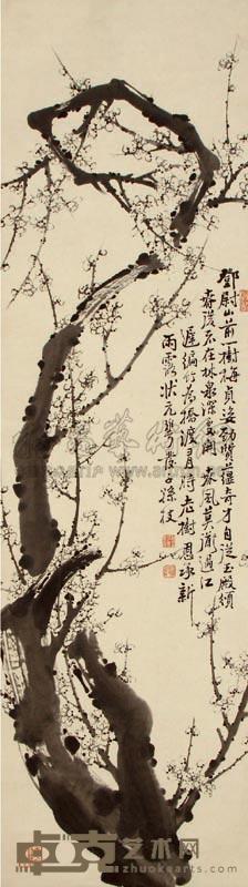 倪星炳 墨梅 立轴 133×37cm
