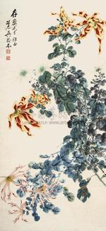 吴树本 菊花 立轴