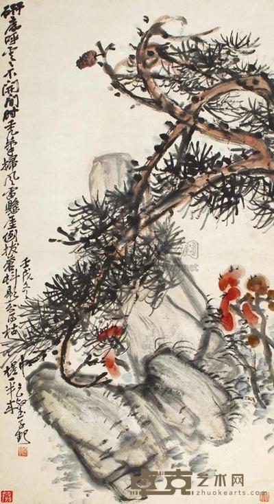 赵云壑 1922年作 祝寿图 立轴 108×59cm
