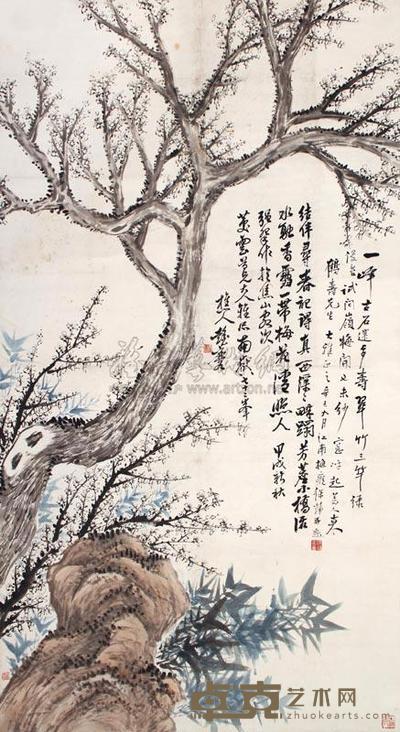 彭玉麟 梅竹图 立轴 143×78cm