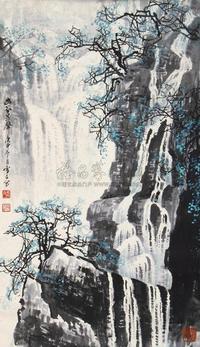 白雪石 1980年作 幽谷泉声 镜心