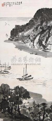 亚明 1985年作 秋江图 立轴