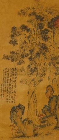 李鱓 1748年作 古柏图 镜心