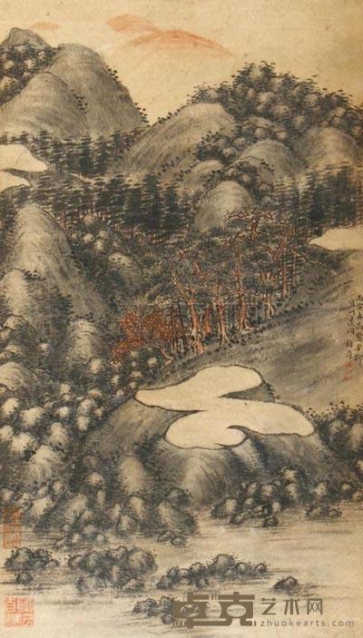 稺庭 山水 镜心 56×32cm