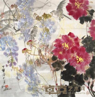 潘裕钰 2007年作 花卉 镜心 69×68cm