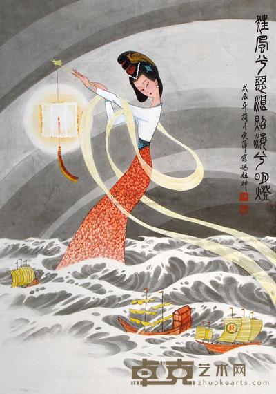 陈爱萍 妈祖神 立轴 89×62cm
