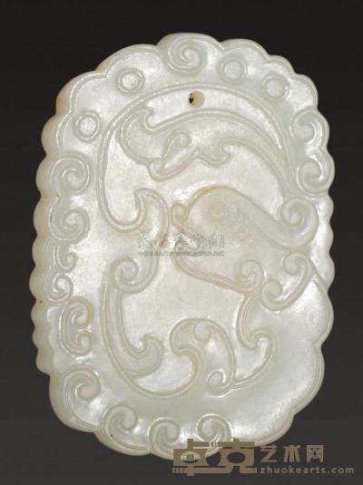 白玉雕螭龙珮 长5.3cm