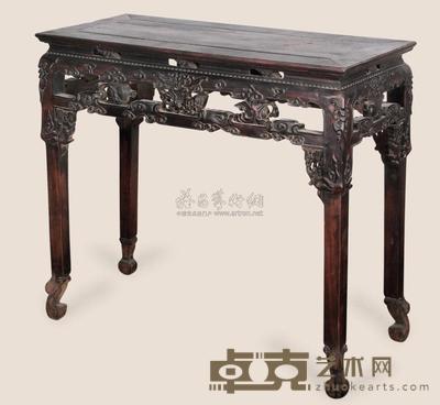 清 红木雕福寿纹供桌 95×41×85cm