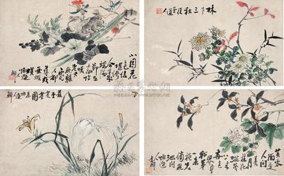李鱓 花鸟 （四帧） 立轴