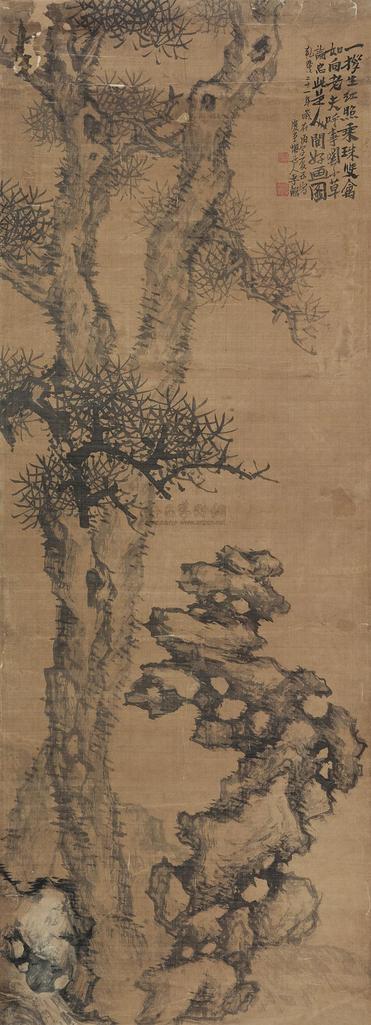 李鱓 1756年作 松石图 立轴