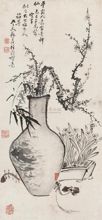 苏廷煜 1809年作 平安如意富贵神仙 立轴