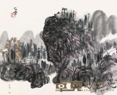 陈子庄 巴蜀山居 横幅镜片 28×34cm