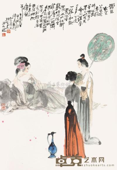 韩硕 己巳（1989年）作 贵妃醉酒 立轴 82×57cm