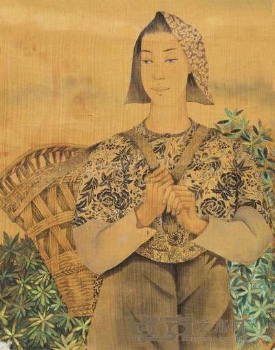 庞熏琴 人物 镜心 42×33cm