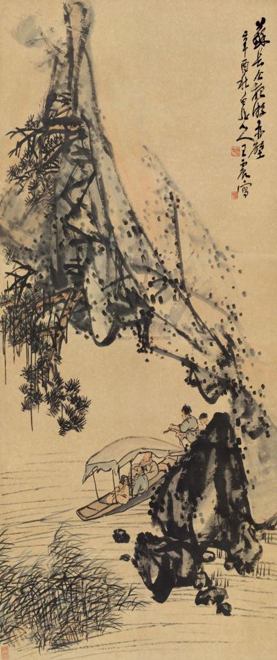 王一亭 辛酉（1921）年作 夜游赤壁图 镜片