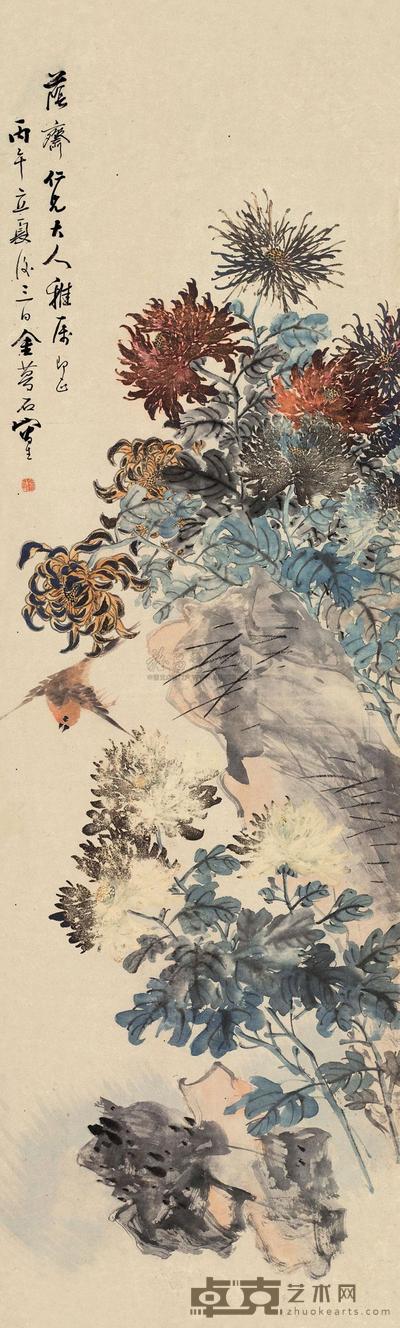 金梦石 秋日佳景 立轴 133×40cm