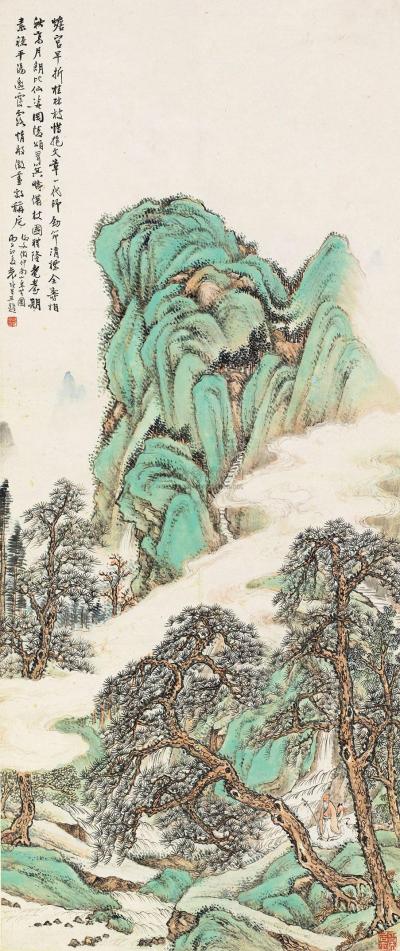 袁培基 丙子（1936）年作 南山采芝图 立轴